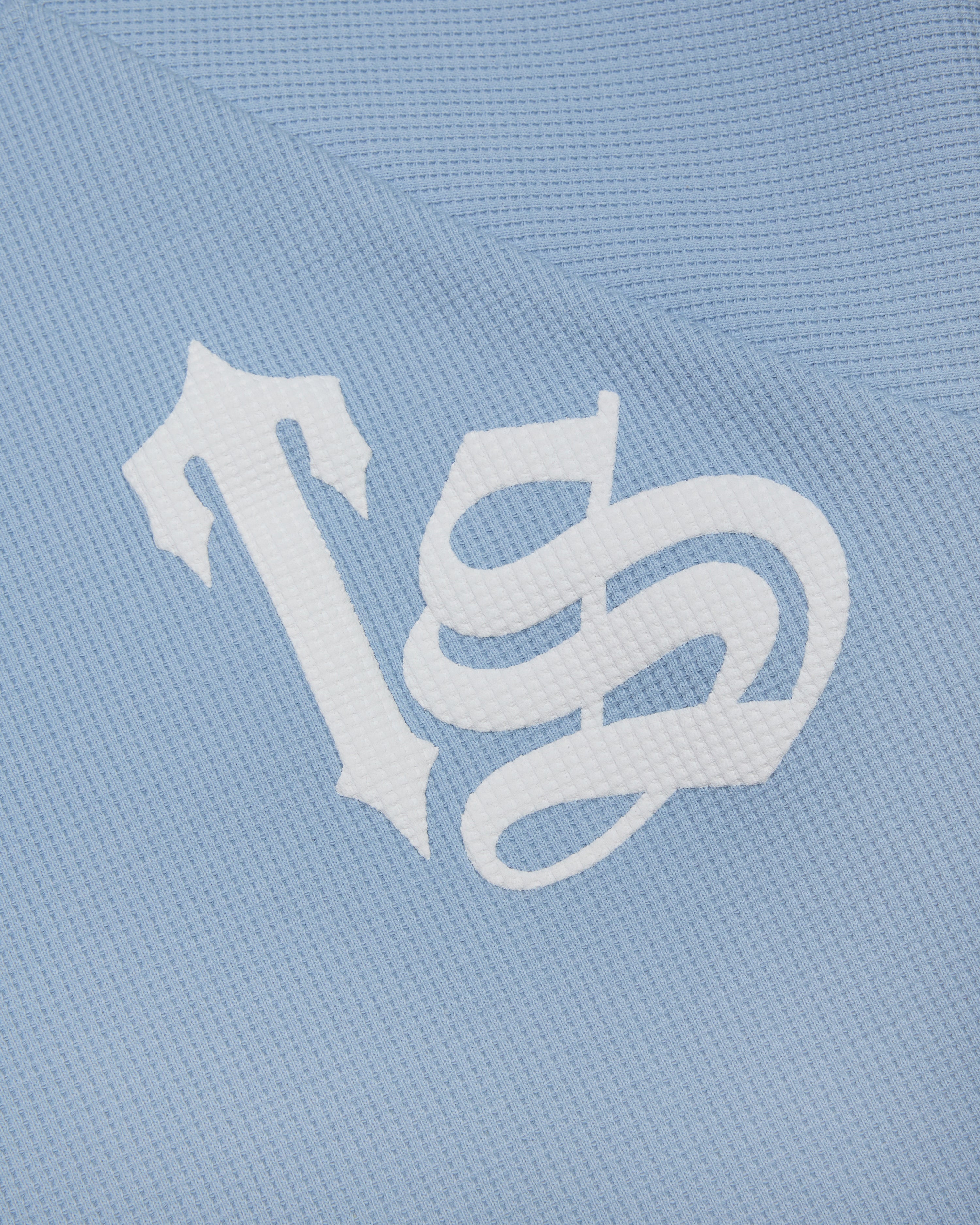 Script Waffle LS Top - Light Blue