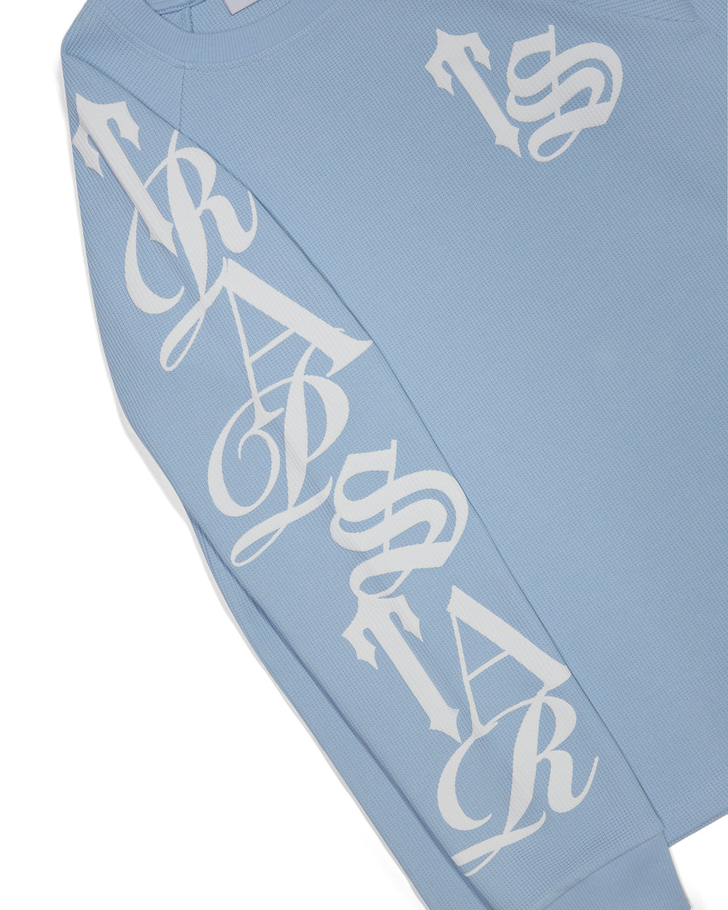 Script Waffle LS Top - Light Blue