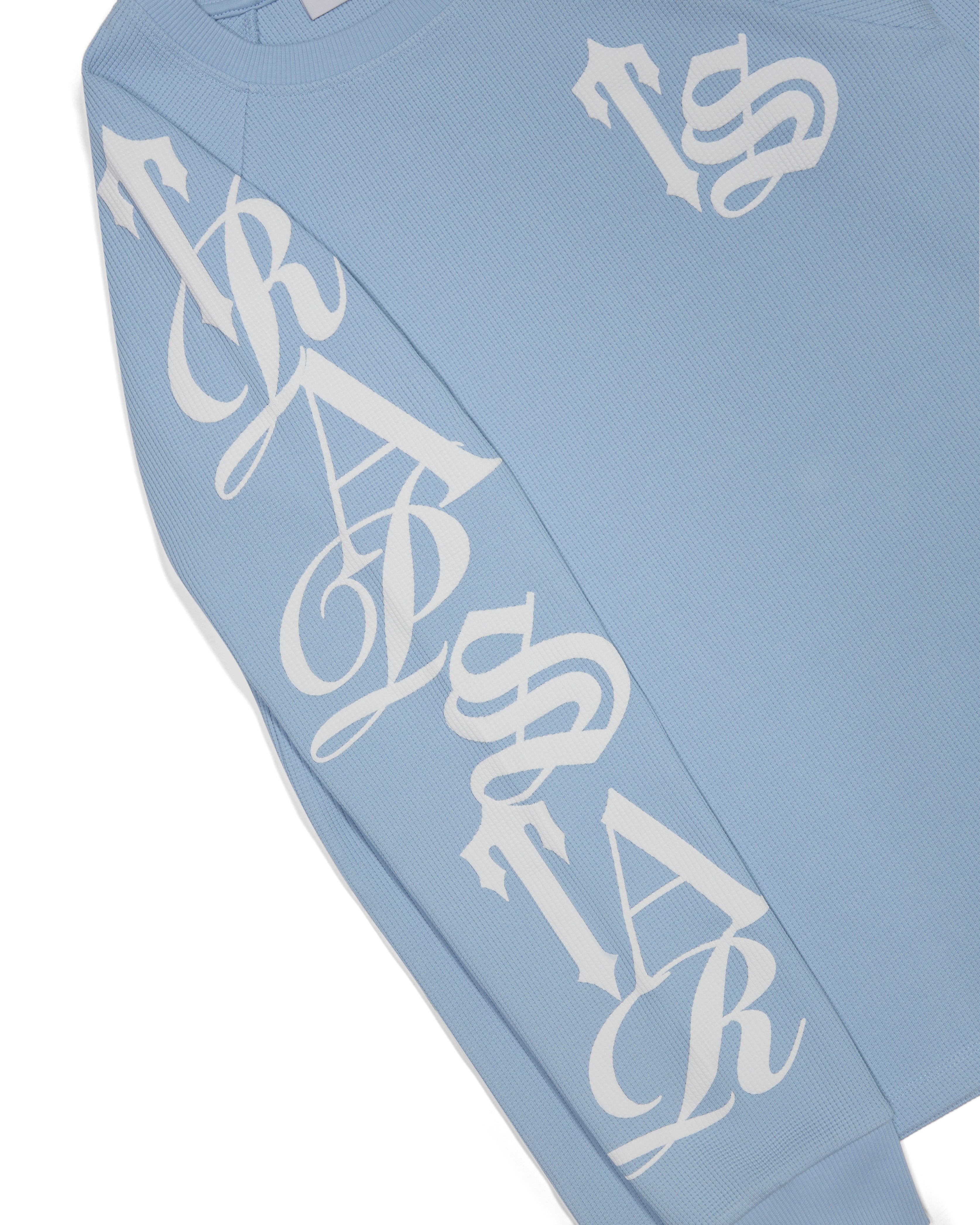 Script Waffle LS Top - Light Blue