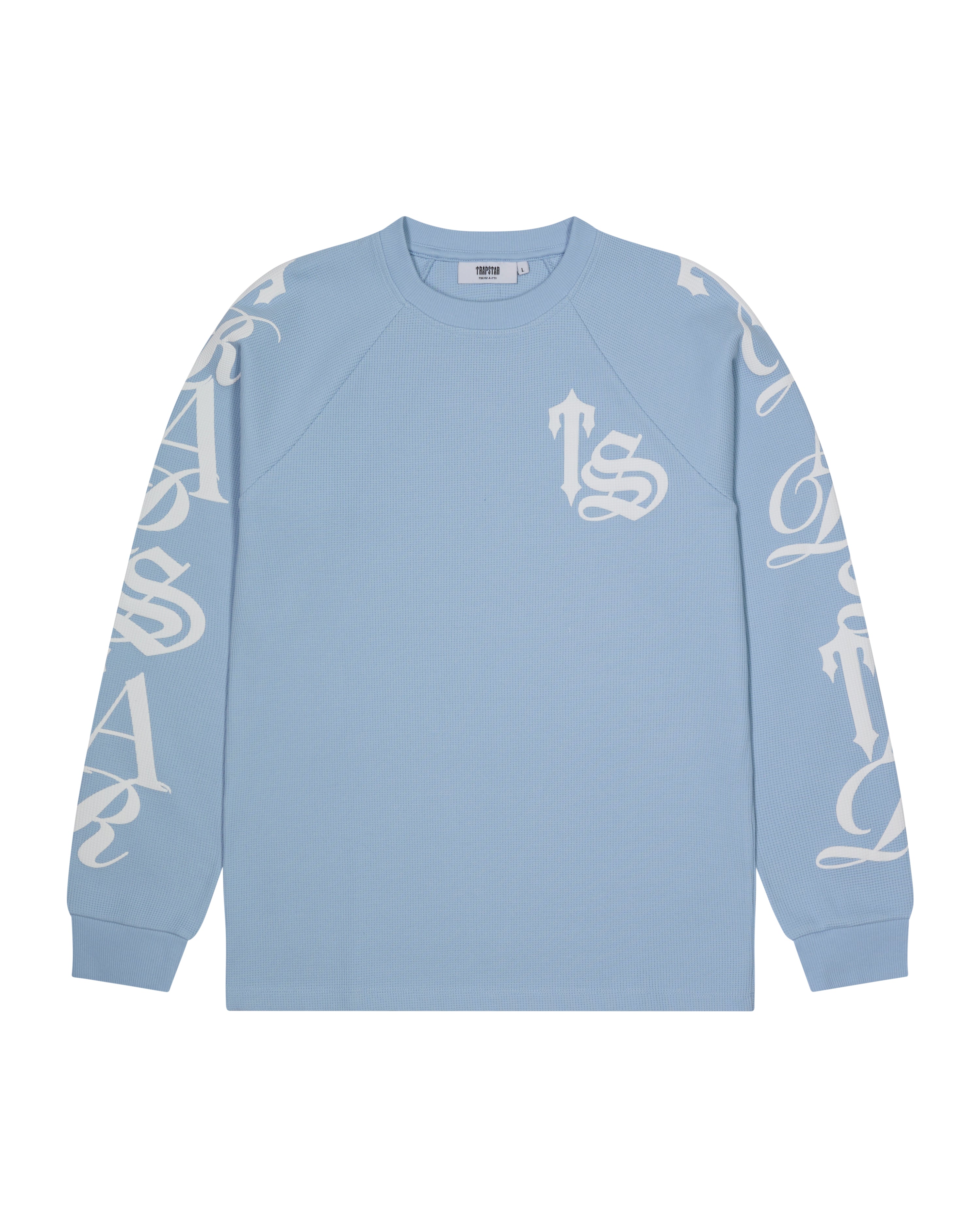Script Waffle LS Top - Light Blue