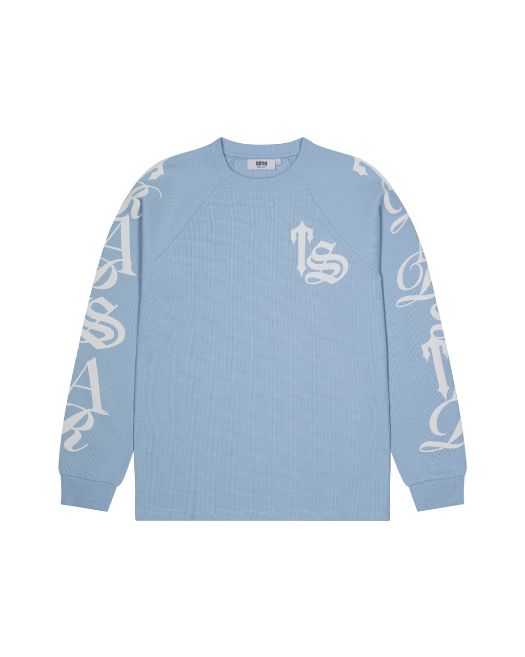 Script Waffle LS Top - Light Blue