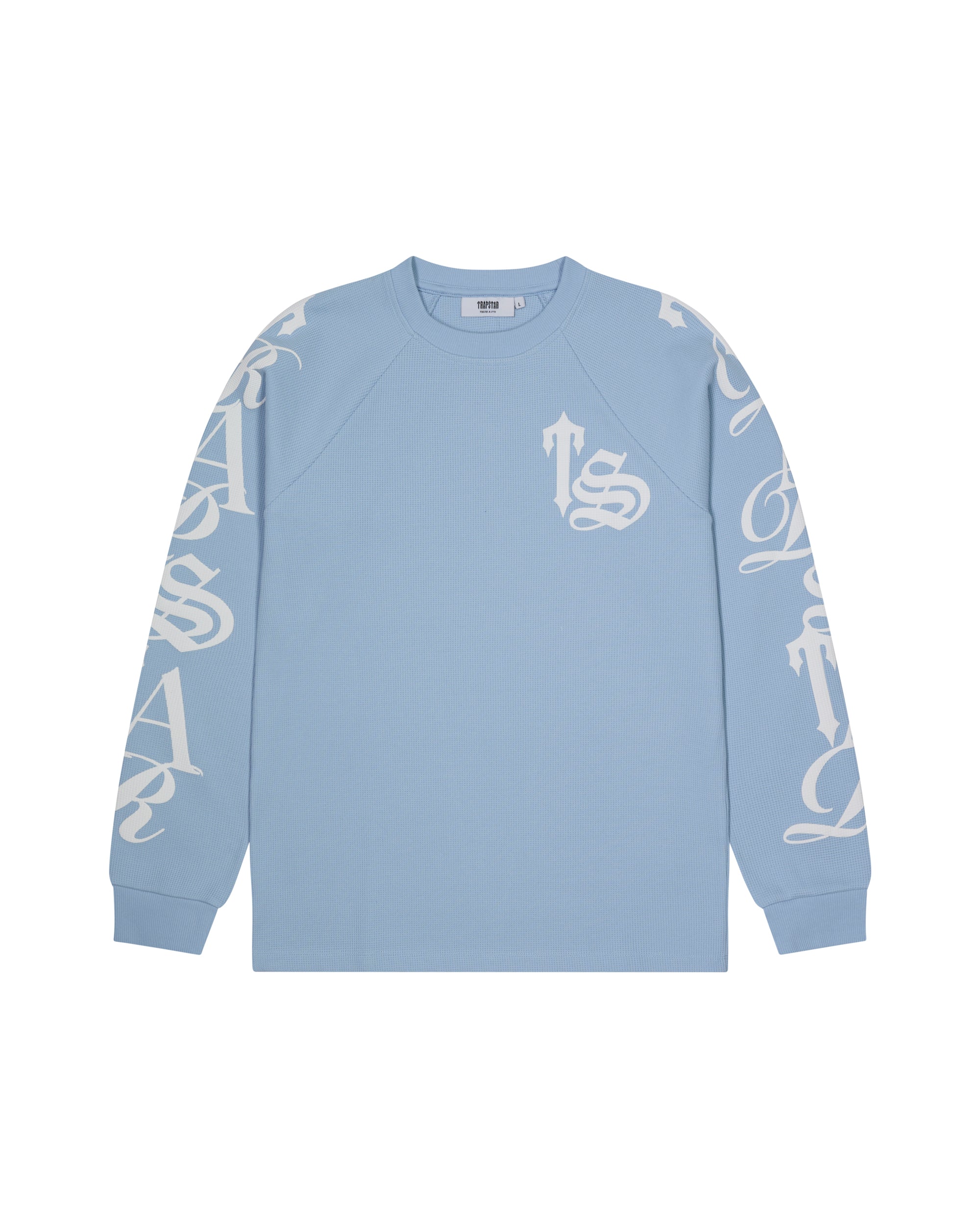 Script Waffle LS Top - Light Blue