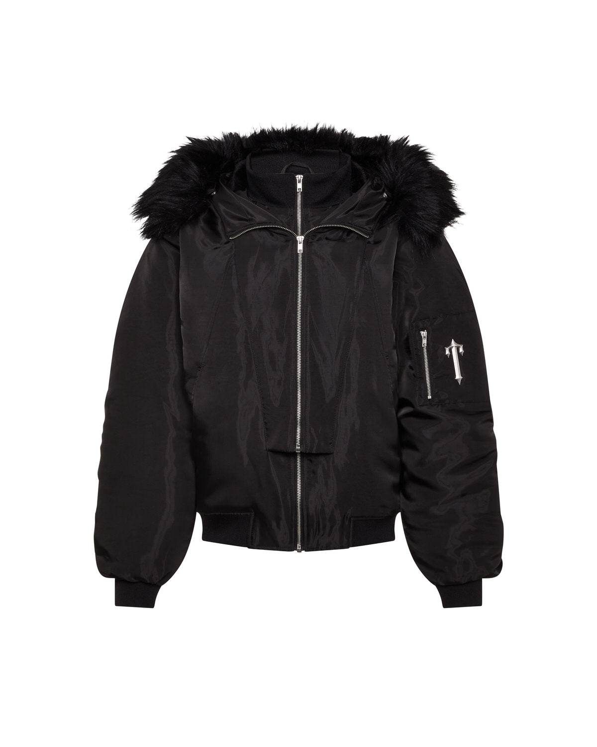 Women’s Script Fur Hood Bomber - Black