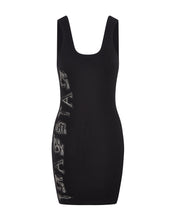 Load image into Gallery viewer, Women&#39;s Script Denim Applique Tank Dress - Black