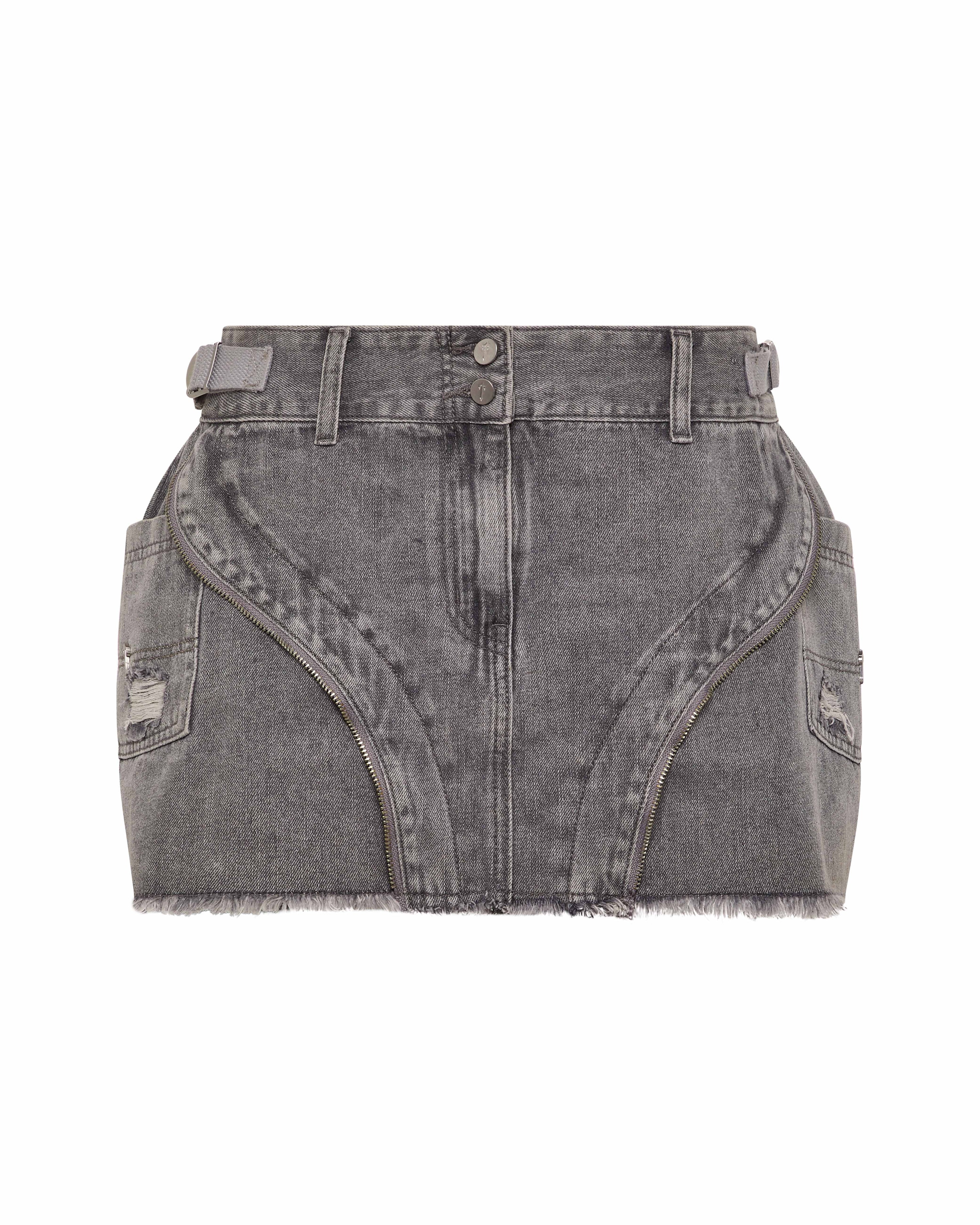 Womens Irongate T Denim Zip Detail Mini Skirt - Grey