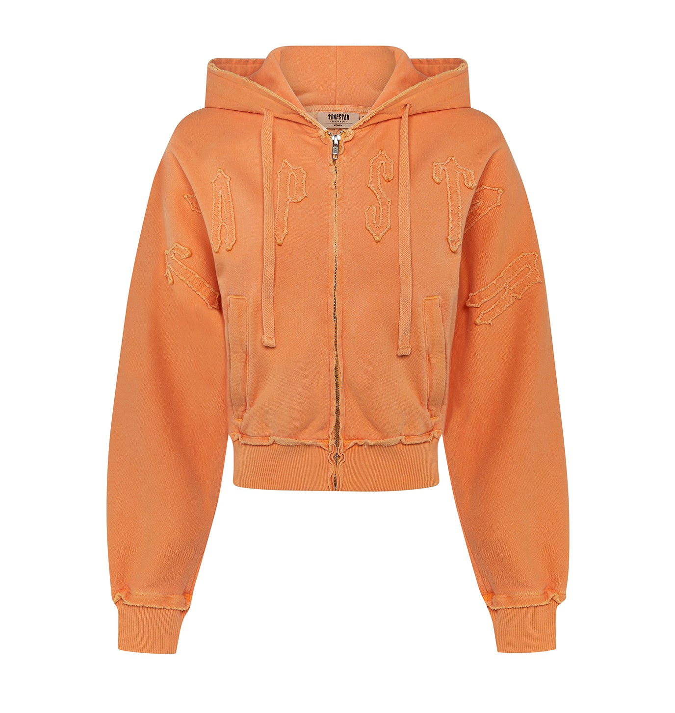 Women's Irongate Cropped Batwing Zip Hoodie - Washed Orange