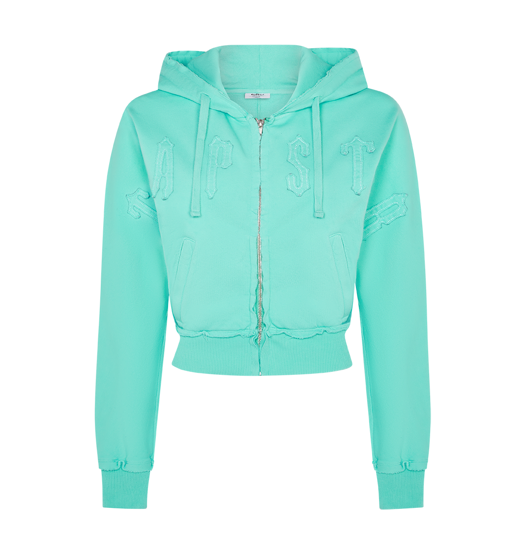 Women's Irongate Cropped Batwing Zip Hoodie - Teal