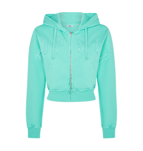 Women's Irongate Cropped Batwing Zip Hoodie - Teal