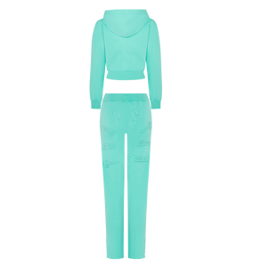 Women's Irongate Cropped Batwing Zip Hoodie - Teal