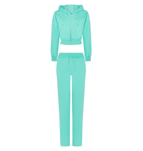Women's Irongate Cropped Batwing Zip Hoodie - Teal