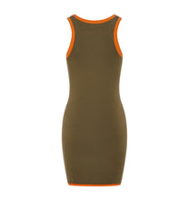 Load image into Gallery viewer, Women&#39;s Contrast Racer Dress - Khaki/Orange