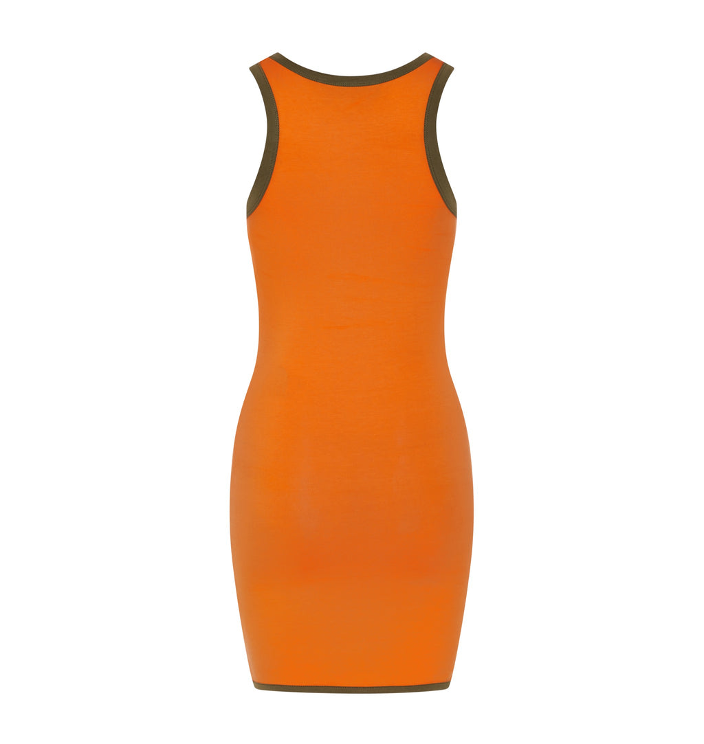 Trapstar Women's Contrast Racer Dress - Orange/Khaki