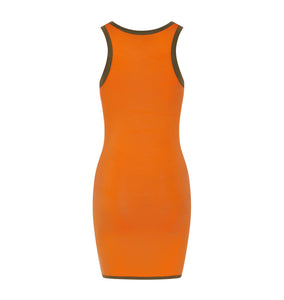 Women's Contrast Racer Dress - Orange/Khaki