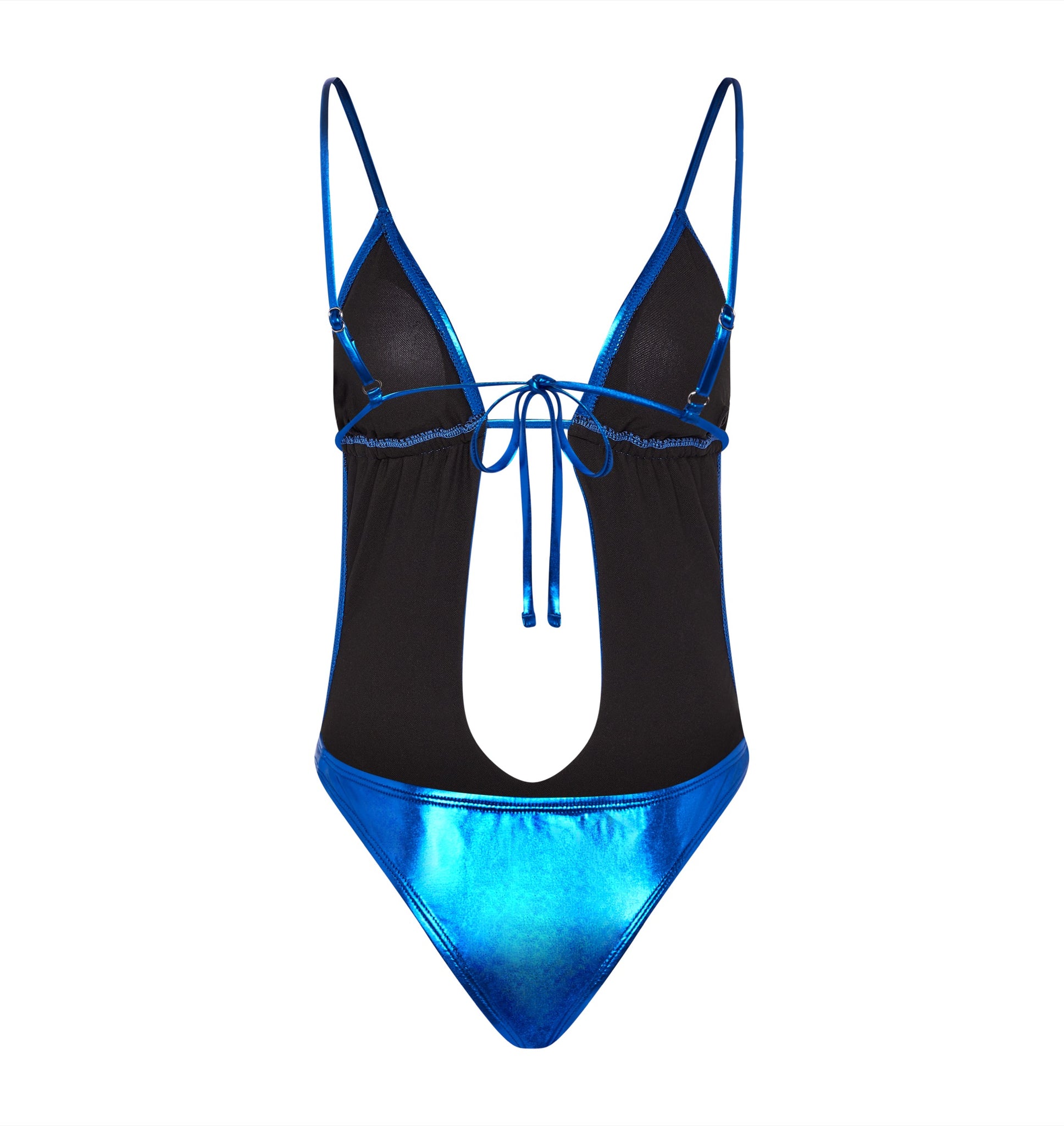 Metallic Cutout One Piece Swimsuit Blue – Trapstar London