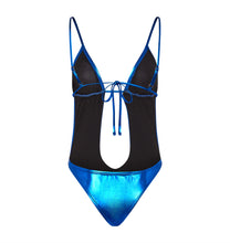 Load image into Gallery viewer, Metallic Cutout One Piece Swimsuit - Blue