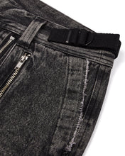 Load image into Gallery viewer, Women&#39;s Arch Applique Distressed Denim Look Cargo Pants - Washed Denim
