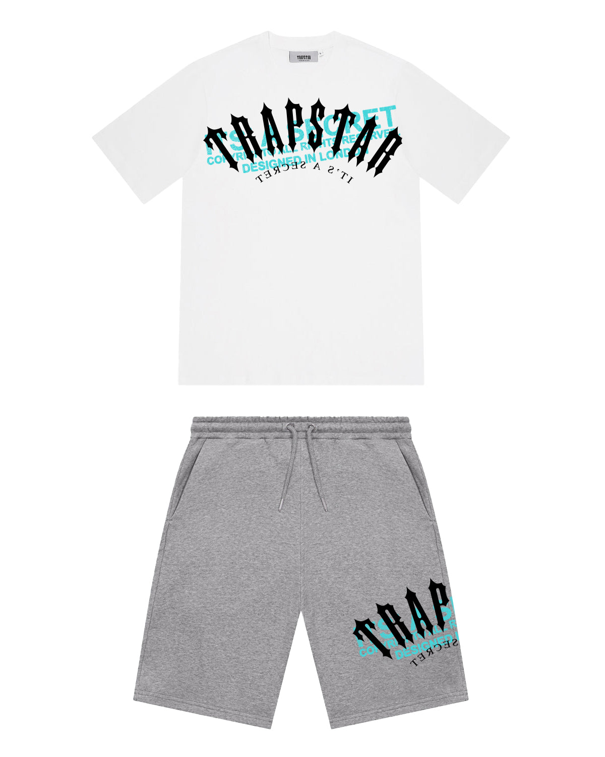 It's A Secret Arch Shorts Set - White/Grey