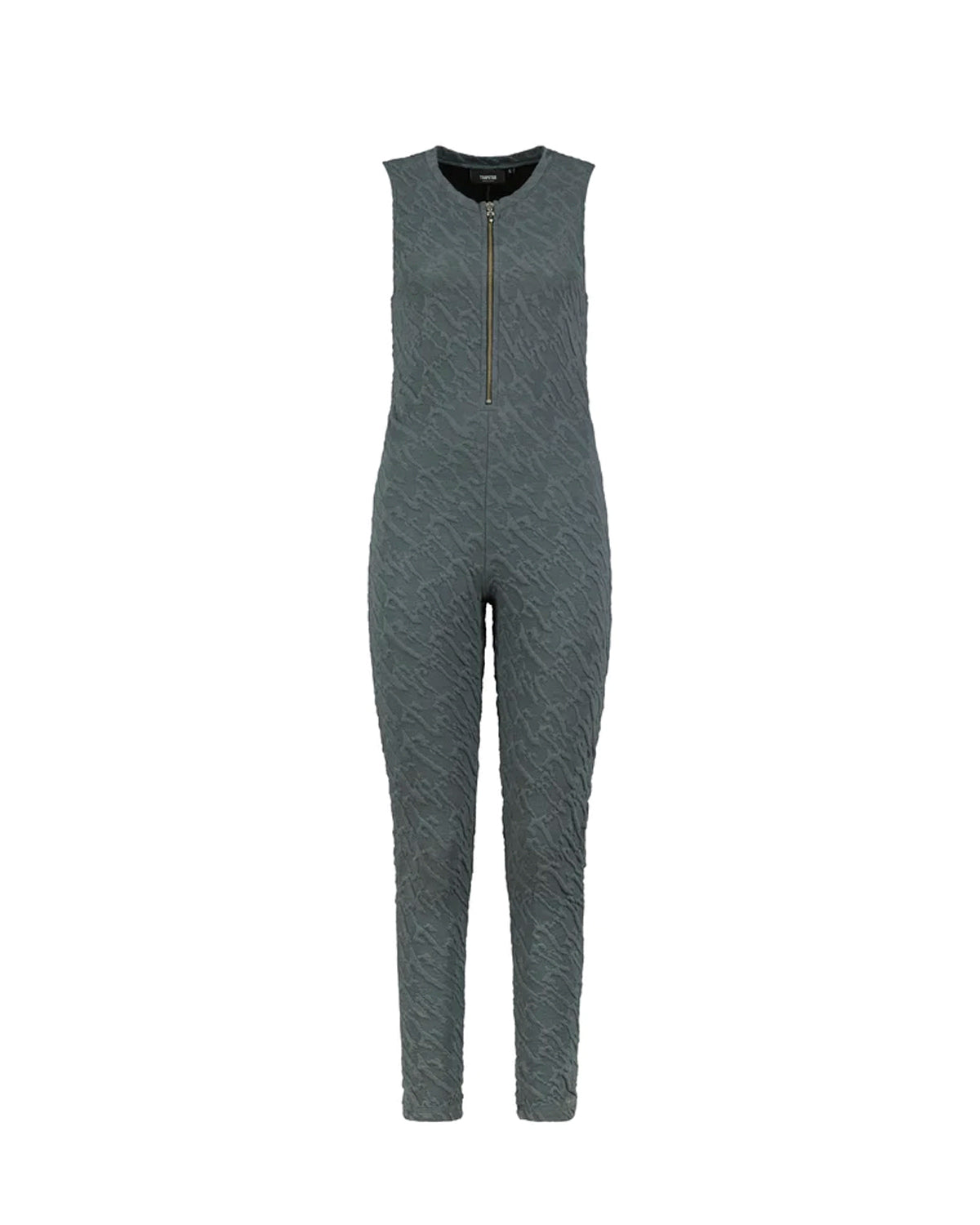 Women's Jacquard Zip Front Catsuit - Grey