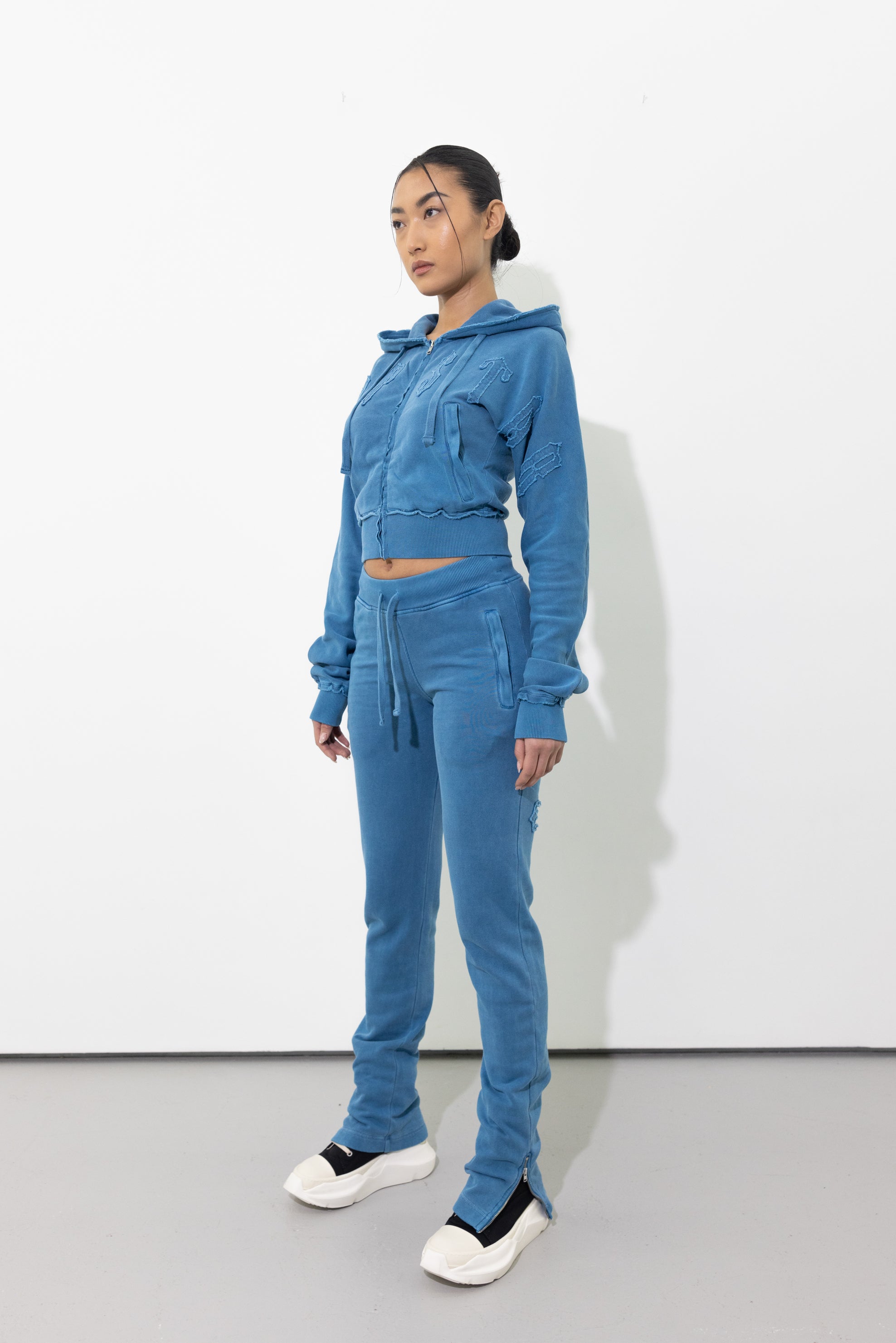 Women's Irongate Split Leg Jogging Bottoms - Washed Blue