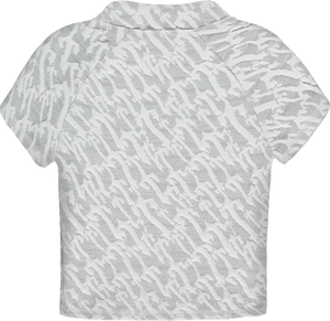 Women's Jacquard Fitted Zip Crop Top - White