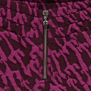 Women's Jacquard Fitted Trousers - Burgundy Pink