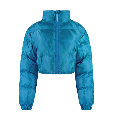 Women's Cropped T Jacquard Puffer - Teal