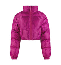 Load image into Gallery viewer, Women&#39;s Cropped T Jacquard Puffer - Fuchsia Pink