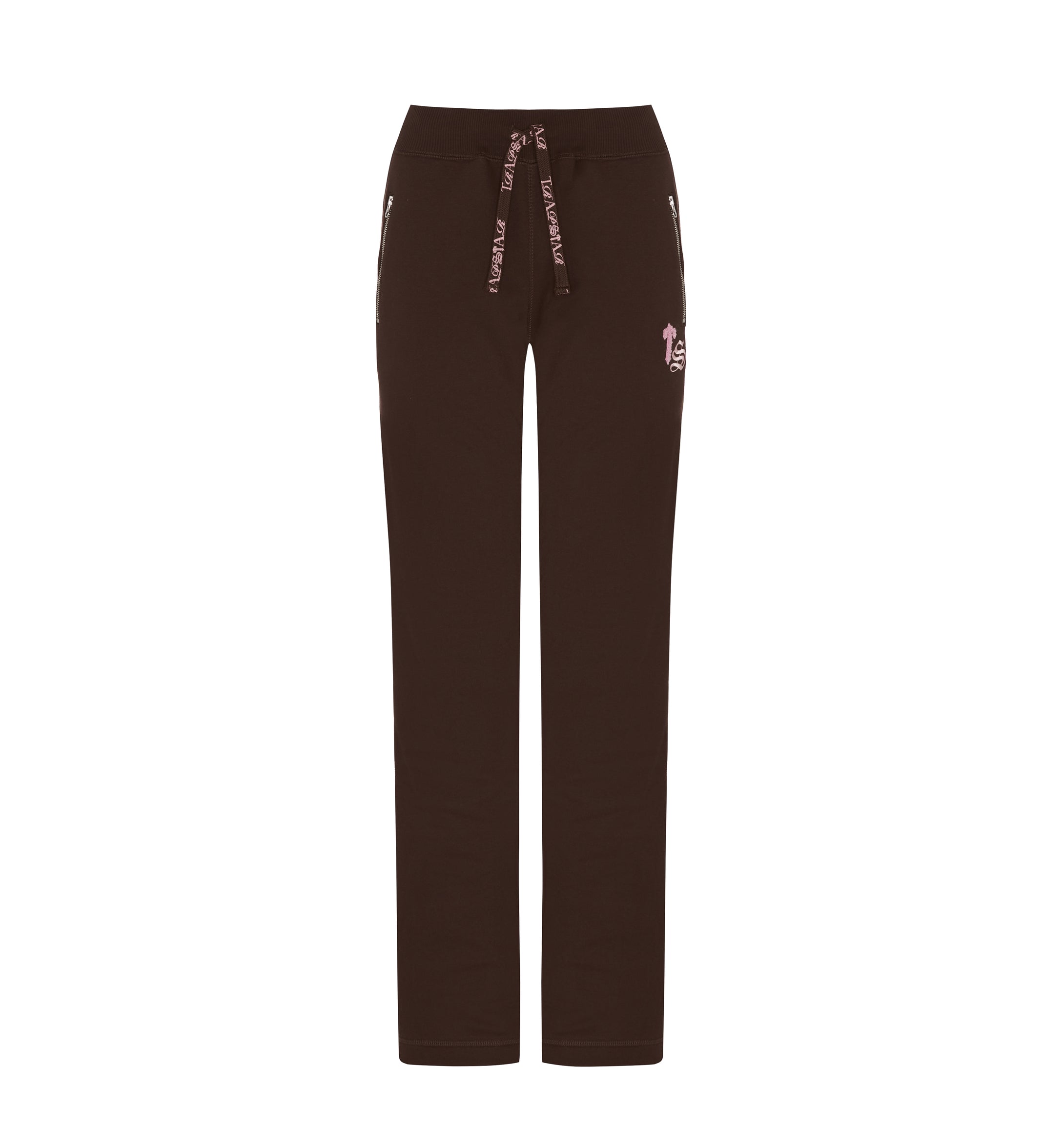 Women’s Script Zip Leg Jogging Bottoms - Brown/Pink
