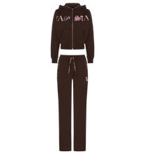 Load image into Gallery viewer, Women’s Zip Script Hoodie - Brown/Pink