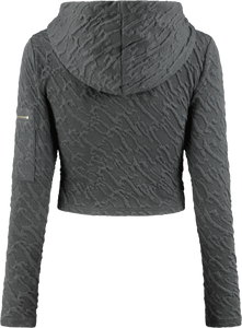Women's Jacquard Fitted Zip Hoodie - Grey