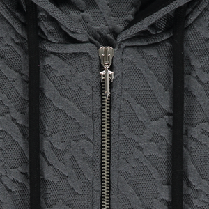 Women's Jacquard Fitted Zip Hoodie - Grey